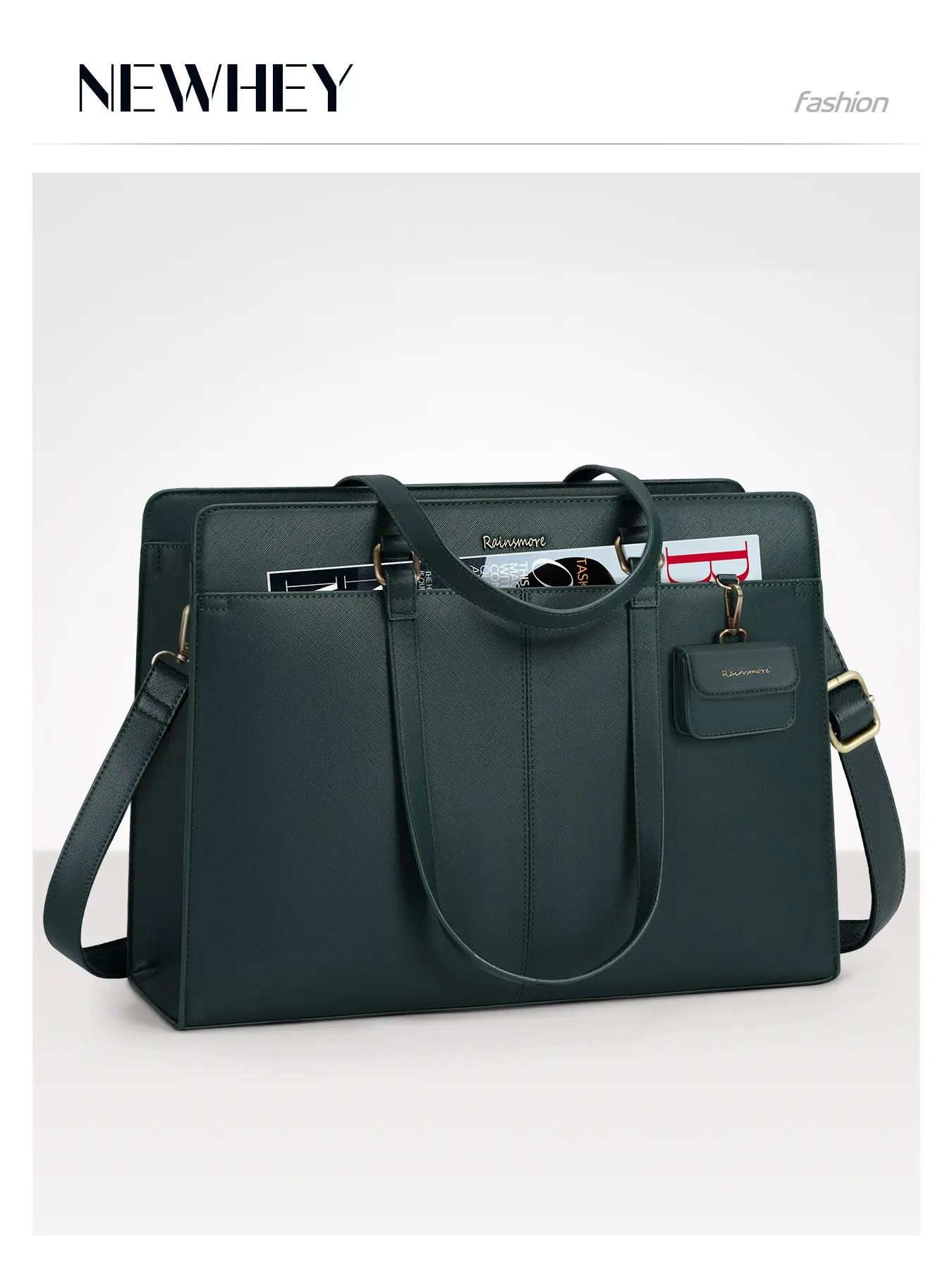 Women 15.6 Inch Waterproof Leather Laptop Tote, Professional Office Work Computer Briefcase, Solid Color, All Seasons Use
