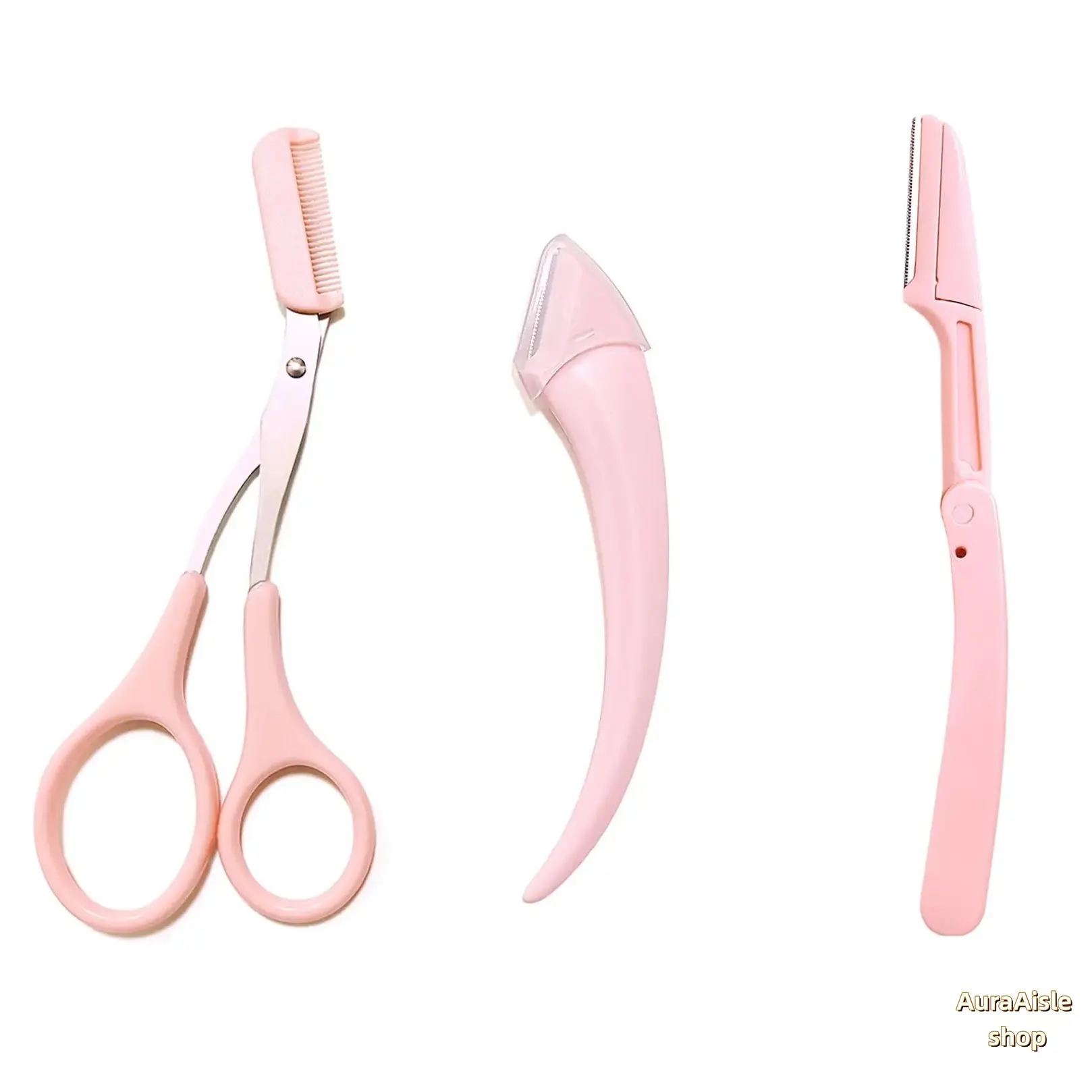 Precision Eyebrow Grooming Scissors Kit, Multifunctional Eyebrow Trimming & Shaping Beauty Tool Set, Compact Portable Eye Makeup Grooming Accessory For Daily Home Use And Travel For Women And Teen Girls