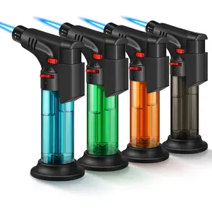 4 Pack of Lighter, Jet, Butane gas, Mini Refillable Windproof Lighters, for candle, fireplace, grill (Gas not Included)