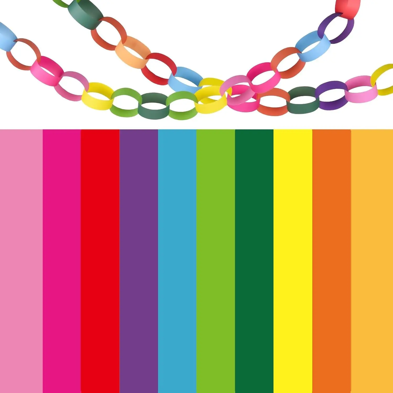 600Pcs Bright Color Paper Chain Strips for Classroom Home Party Decoration SuppliesGift
