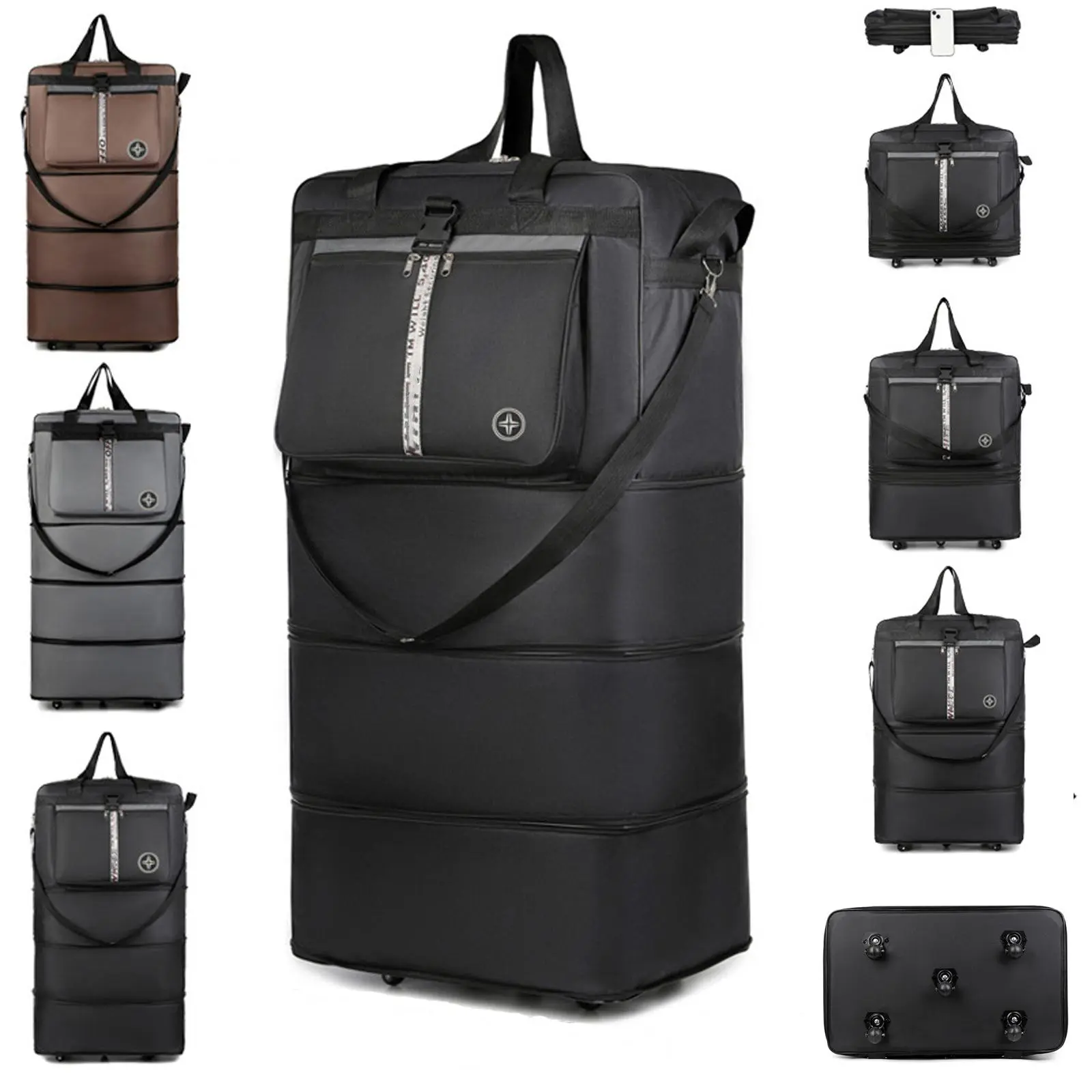 42 Inch Expandable Travel Duffel Bag with 5 Wheels Waterproof Foldable Suitcase Large Collapsible Luggage for Travel School Airline