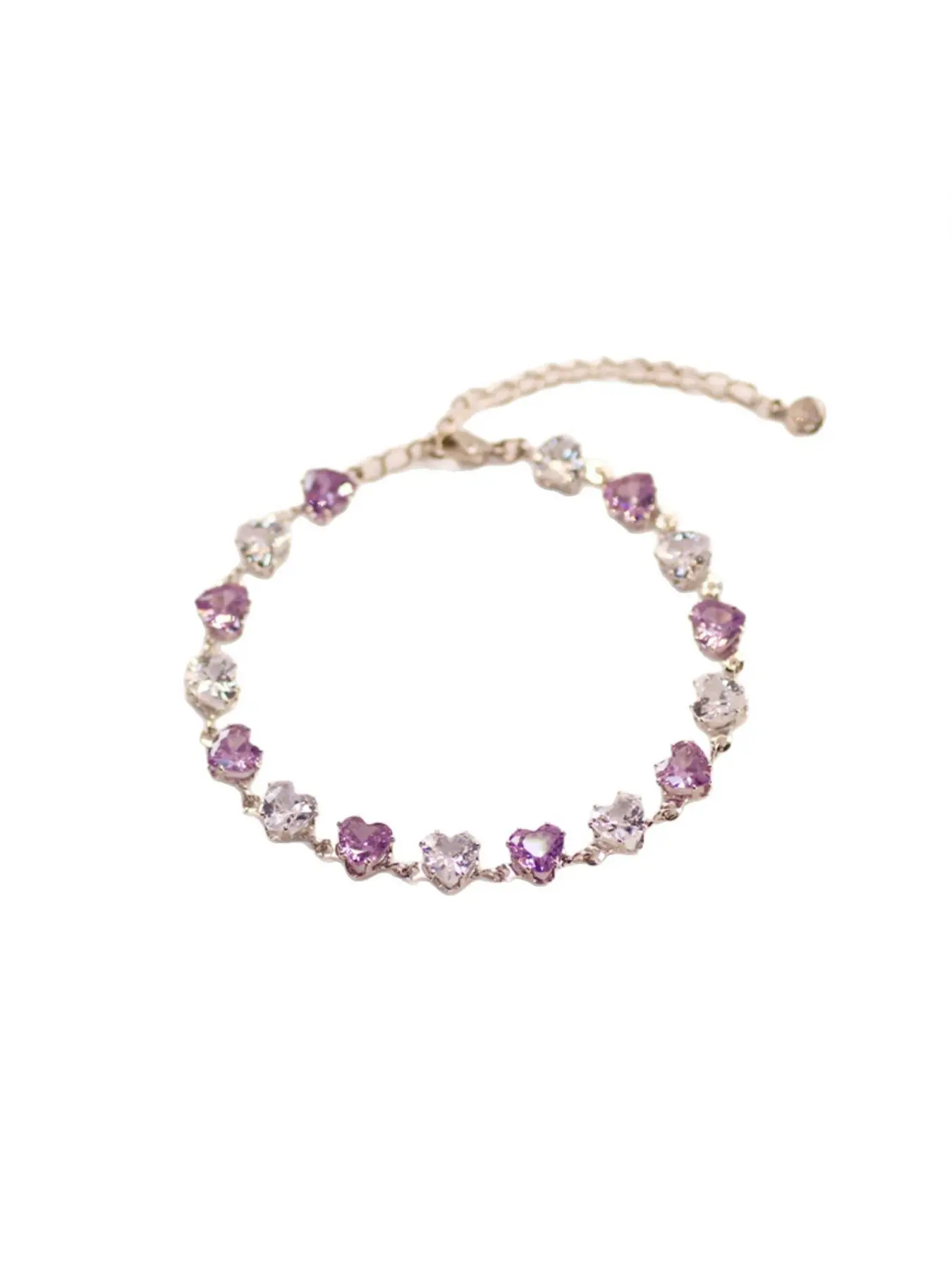 New Sweetheart Candy Color Zircon Heart Bracelet, Light Luxury, High-End Rainbow for Women