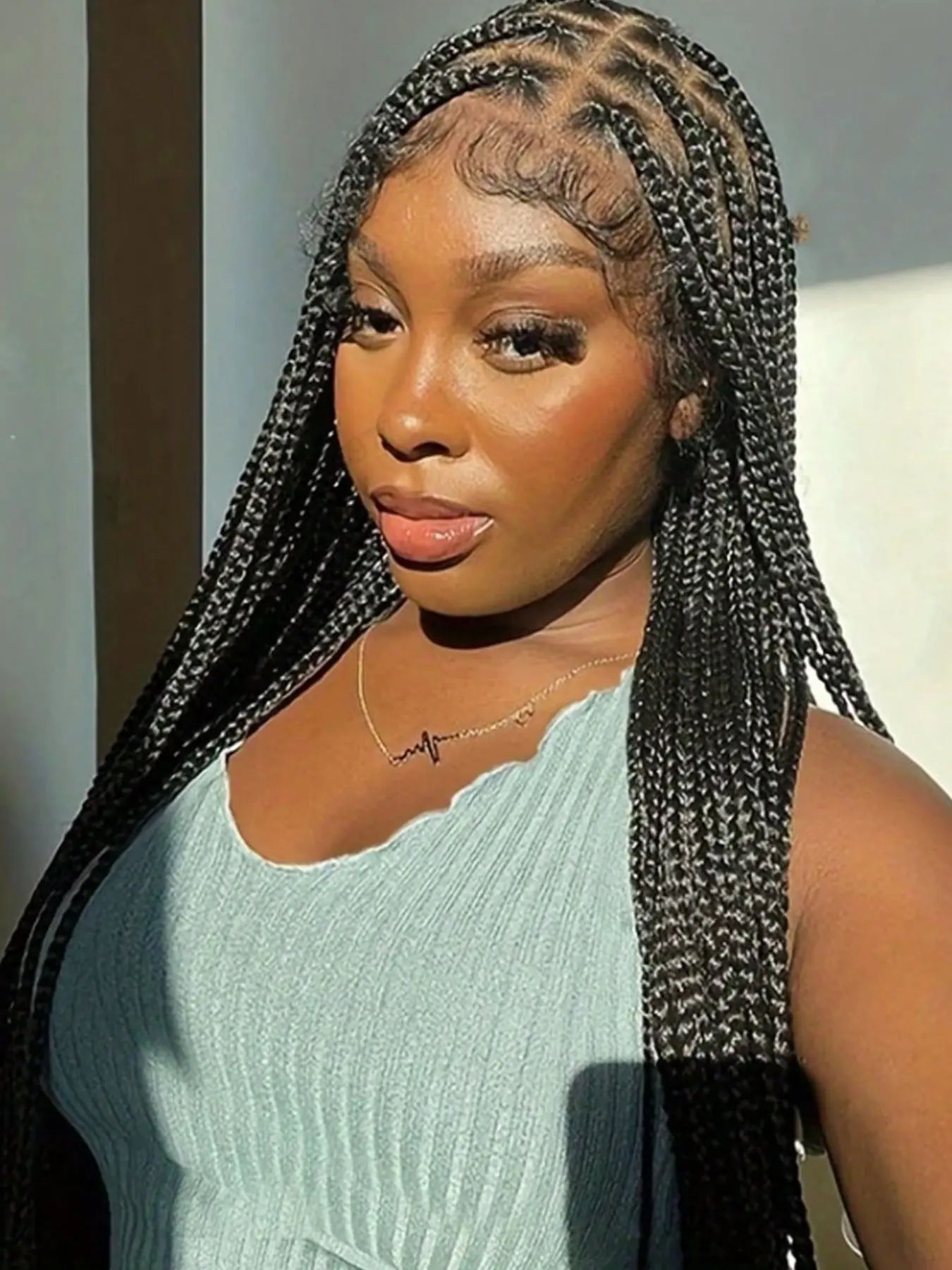 28 Inch Black Brown Color Woven Box Braid Double Full Lace Front Wig, Breathable Synthetic Full Braiding Wig with Adjustable Straps & Combs Full Lace Braided Wigs for Women Wear Daily Parties Cosplay Halloween And Christmas