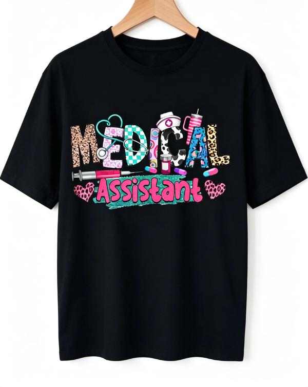 Cotton Unisex CMA Medical Assistant Nurse Leopard Stethoscope Women Men T-Shirt