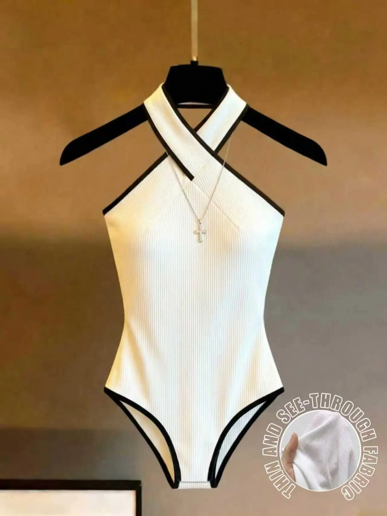 Women's Fashionable Cross Neck Elegant Slim Fit Tank Romper, Sleeveless, Thin Straps, Medium Stretch, Lightweight, Perfect for Parties, Gatherings, Travel, Back-To-School, Womenswear, Fitted Rompers, Casual Rompers