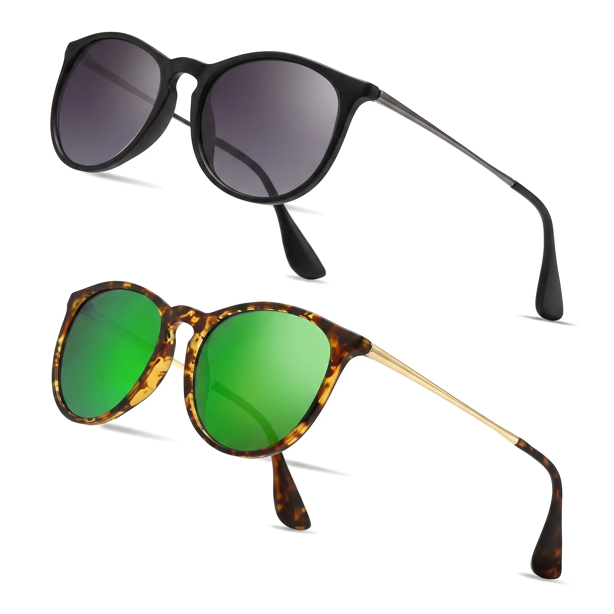 Unisex Vintage Round Sunglasses, UV400 UV Protection PC Polycarbonate Colored Lens, Lightweight Comfortable Retro Style Everyday Fashion Eyewear Essential