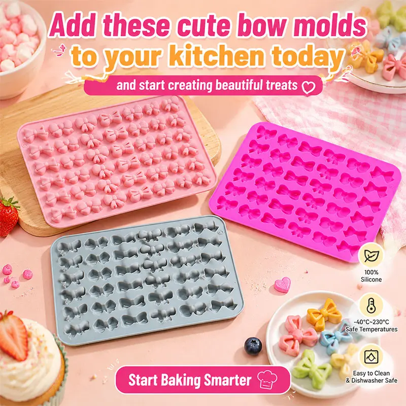Bowtie Silicone Candy Molds for Baking Mini Cake Pops Cupcake Decorations Party Favors