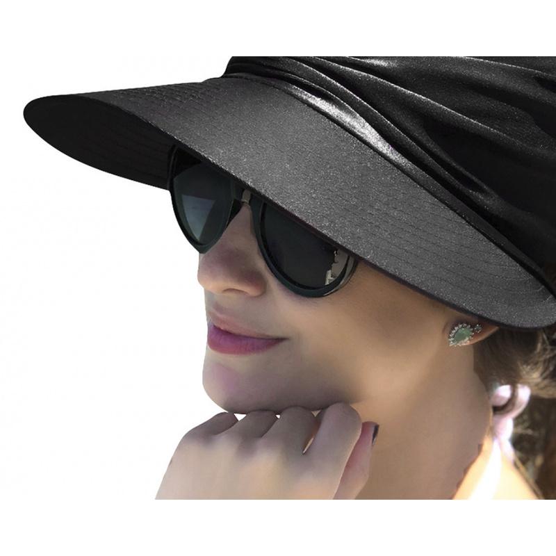 Women's Wide-Brim Sun Hat, Casual Outdoor Beach Sun Hat, Essential for Travel and Beach Parties, Spring and Summer Women's Beach Sun Hat, with Ponytail Hole Design