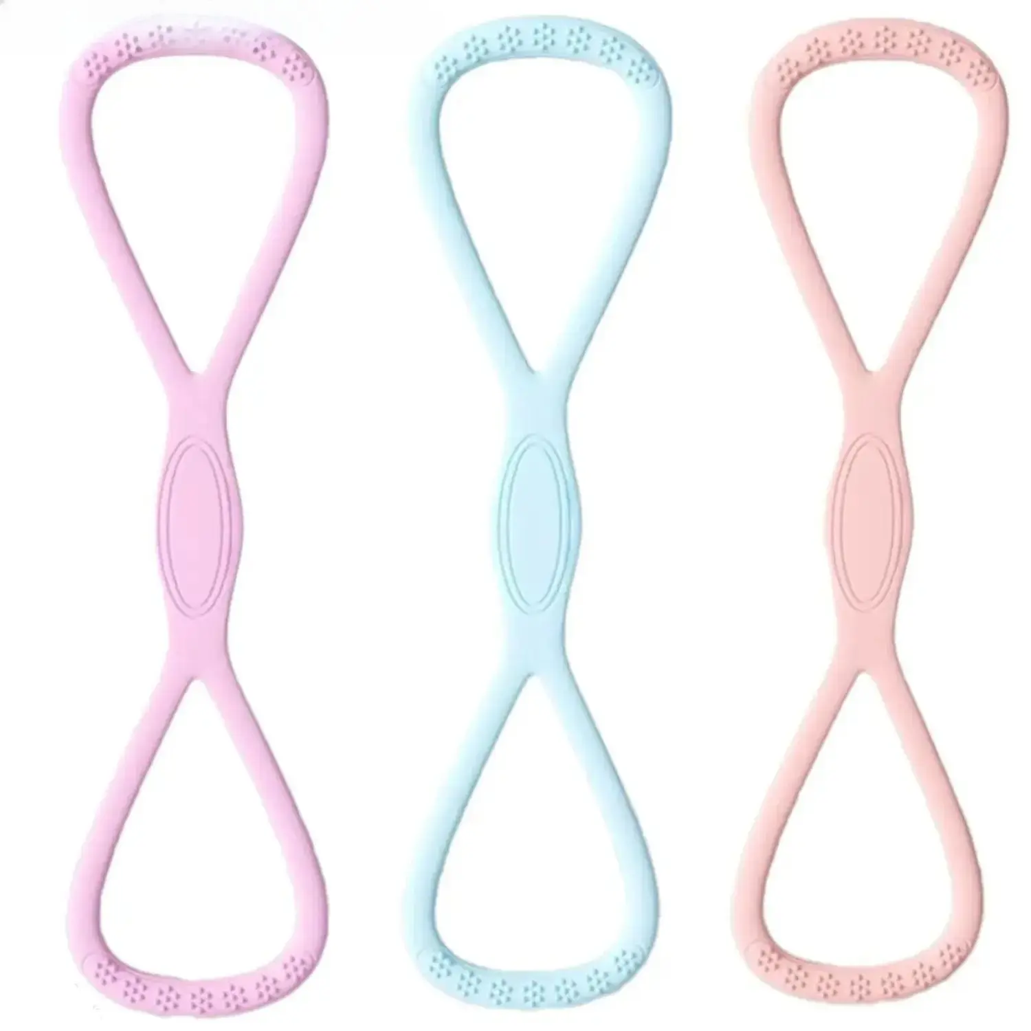 Figure 8 Resistance Band, 35LB Soft Silicone Non-Skid Strength Equipment for Home Gym Workouts, Yoga/Stretching & Shoulder Training, Unisex, Flexible, Quick Rebound, Washable, Portable Size, Muscle Training Band, Posture Improvement, Smooth Movements