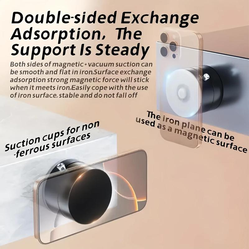 Vacuum Magnetic Suction Phone Holder, 2026 New Magnetic Suction Phone Mount, Foldable Portable Double-Sided Vacuum Magnetic Adsorption Adjustable Mobile Phone Holder