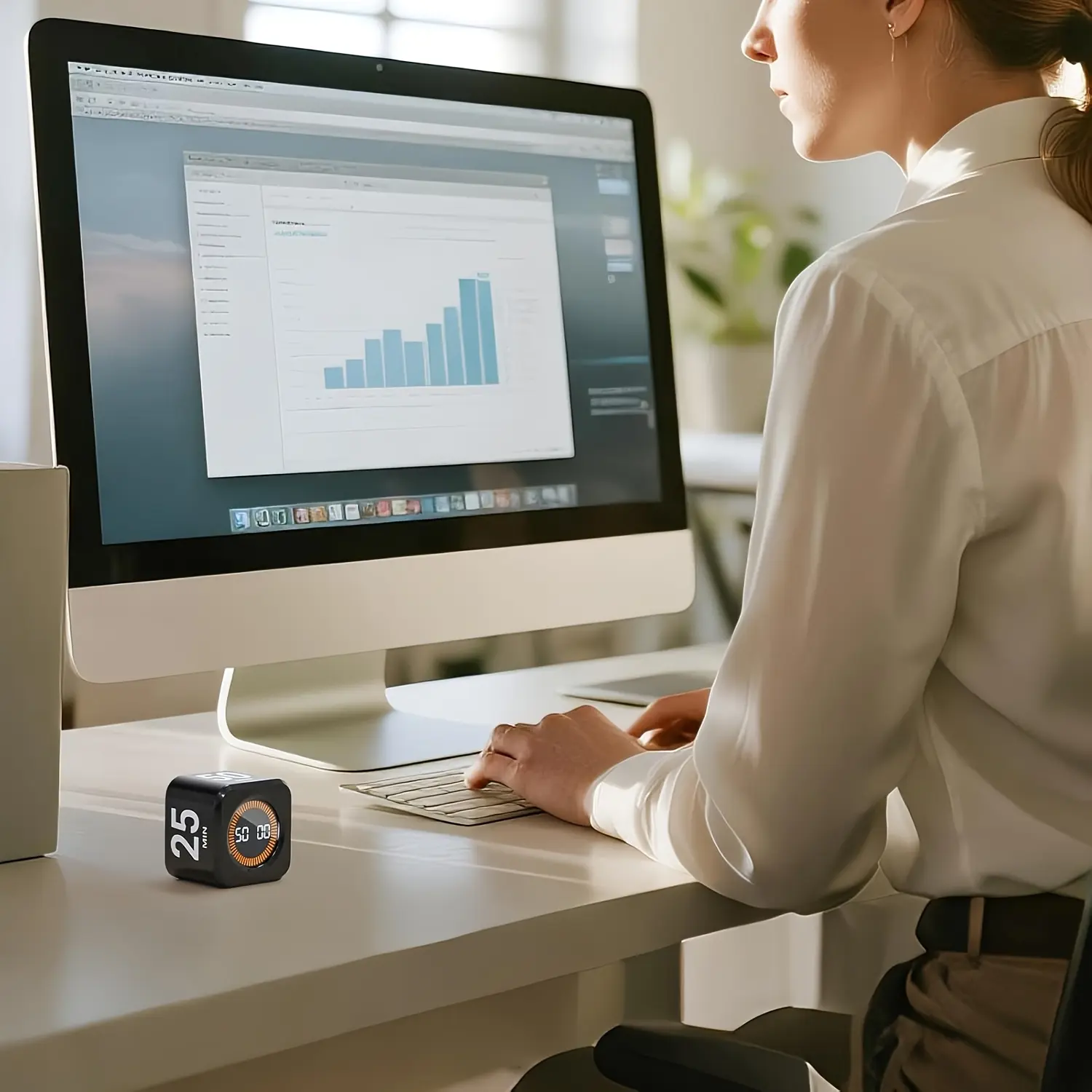 Rotating Productivity Cube Timer, Visual Flip Timer, Gravity Sensing Timer, Supports Countdown/Forward Timing,  Countdown, USB Charging, Making It A Good Companion for Your Study, Work, Exercise, Fitness, And Cooking.