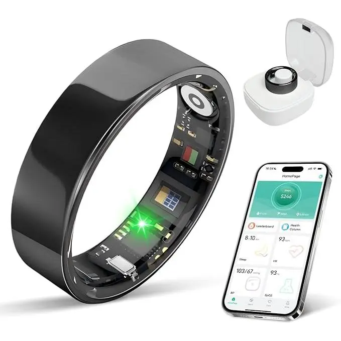 CVXVC Wearable Smart Ring Bluetooth Fitness Tracker for Men & Women, IP68 Waterproof, Sleep-Stress-Activity Monitoring, Long-Lasting Battery, No Subscription Fees, iOS-Android Compatible, Rose Gold 8