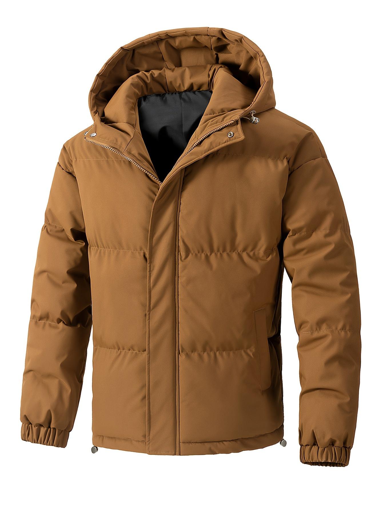 Men's short hooded thick warm cotton jacket Large windproof loose casual bread jacket American style minimalist multi pocket thick cold resistant down jacket