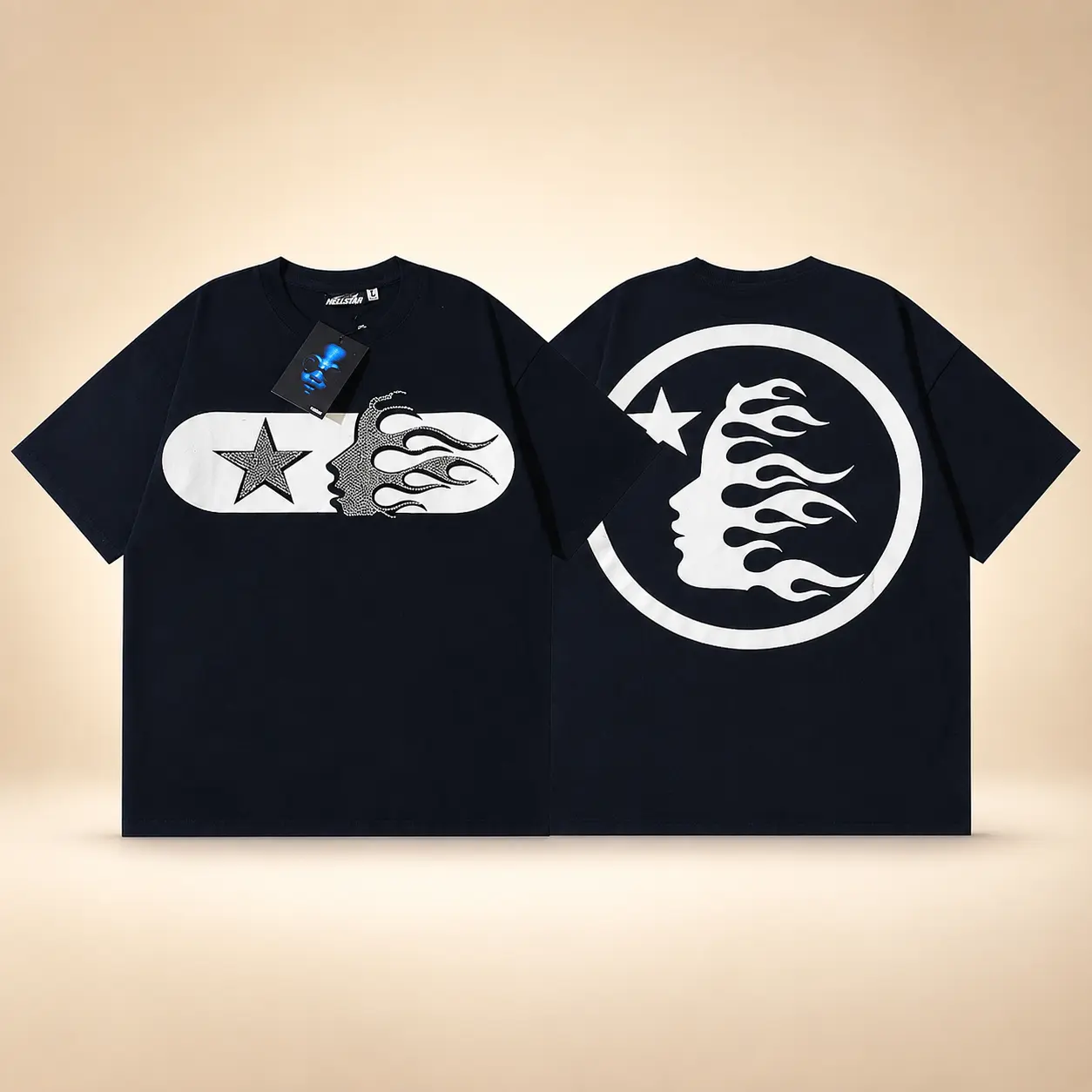 Hellstar Y2K Oversized Graphic T Shirt, 100% Heavyweight Cotton Vintage Streetwear Tee, Gothic Hip Hop Style Short Sleeve Shirt, Retro Washed Unisex Casual Top Fashion-Accessory