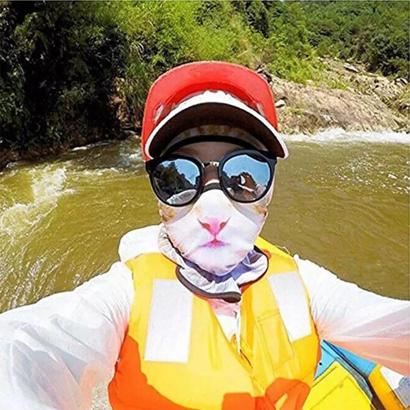 Anti-UV animal head face mask, all seasons, 3D digital printing, 3D cat ears ski mask for bar, music festivals, parties, raves, skiing, outdoor activities, fun mask