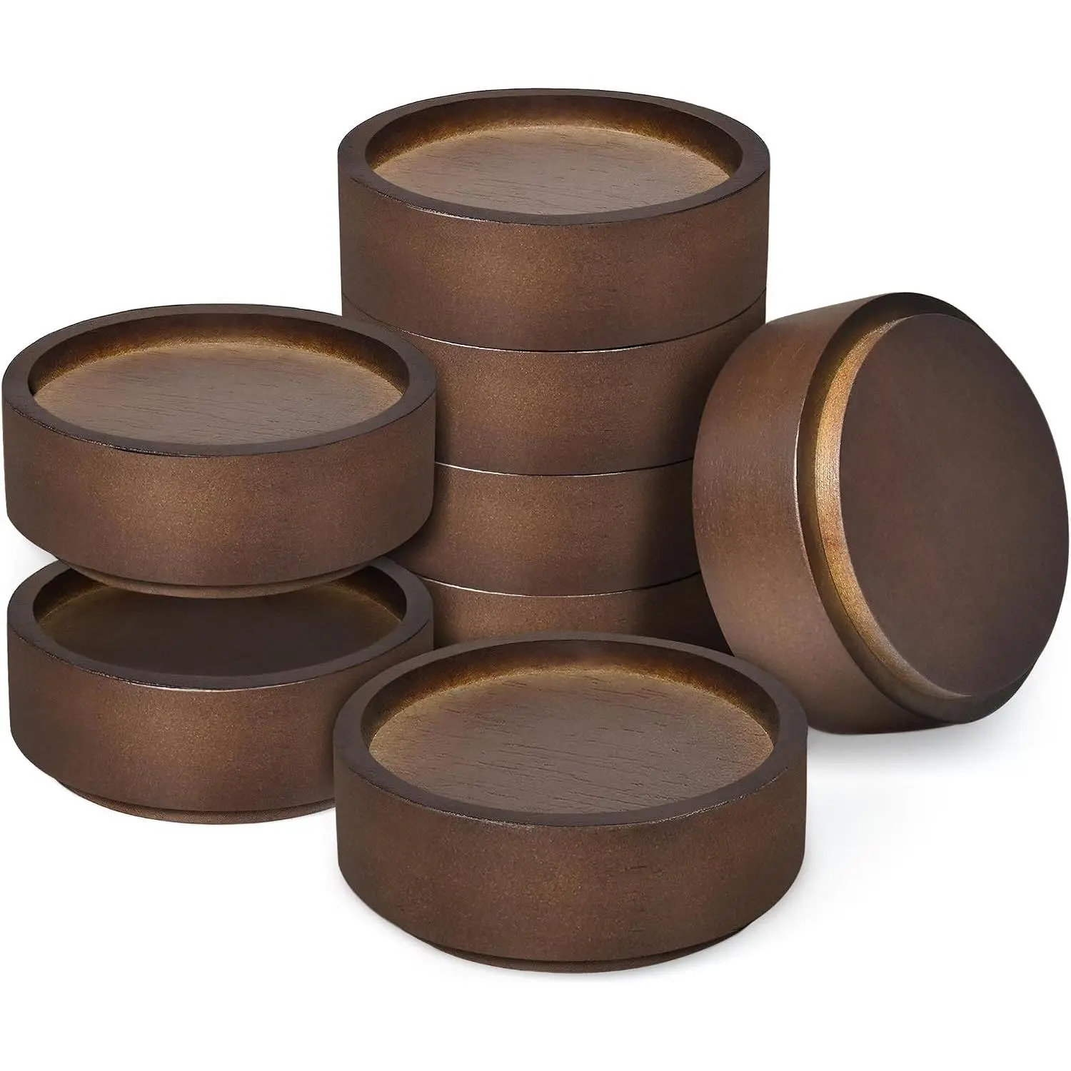 Heavy Duty 8pcs Round Wood Bed Risers Stackable 1 inch to 4 inch High Furniture Risers for Couch Sofa Cabinet Ottoman End Table