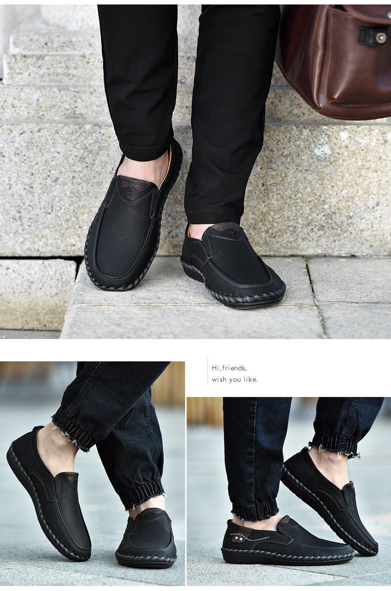 Men's Hand-sewn Flat Loafers Suitable for Office and Business Occasions