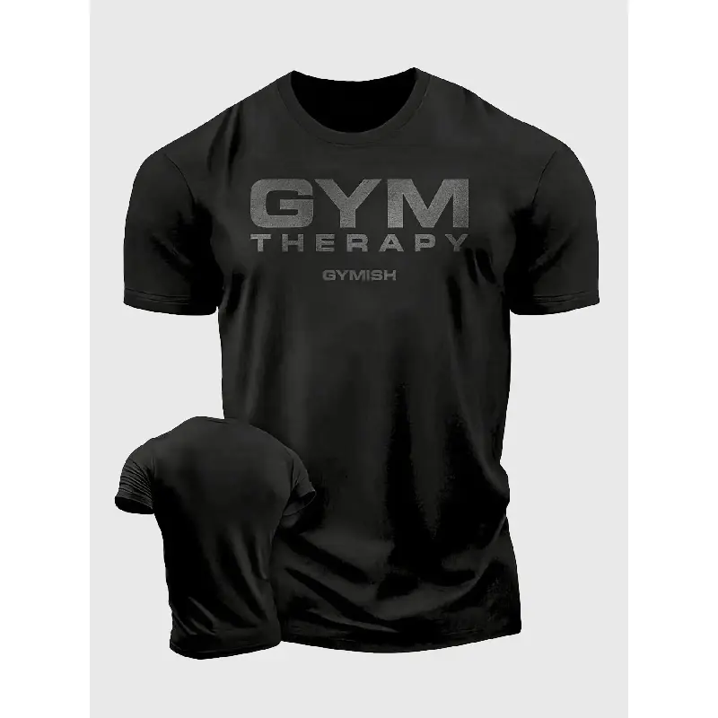 Men's 'Gym Therapy' Performance T-Shirt – Premium Moisture-Wicking Athletic Tee, Quick-Dry Breathable Fabric, Bodybuilding Fitness Training Top, Lightweight Workout Shirt for Gym Exercise Sports Daily Wear