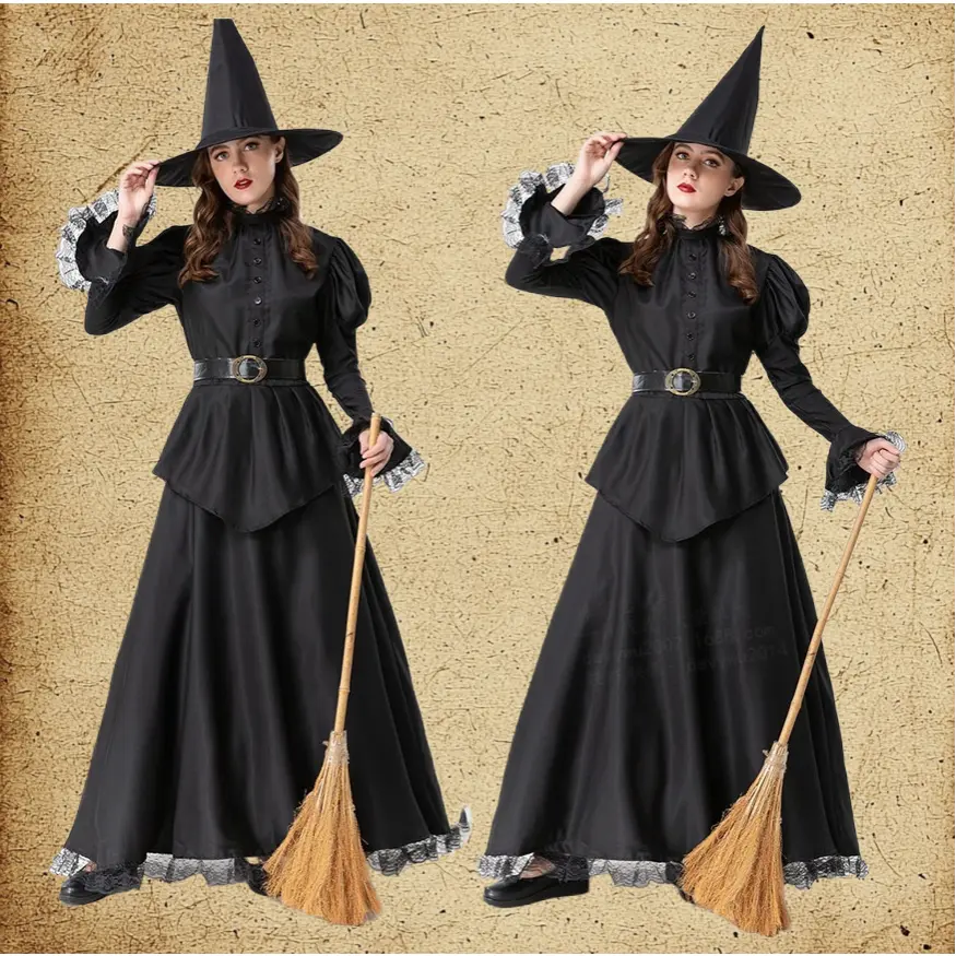 Parent-child Sized Black Demon Witch Vampire Outfit European Style For Halloween Party Dress Up And Stage Performance