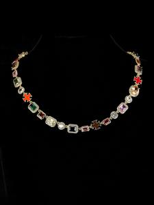 colorful faux crystal zirconia necklace, light luxury holiday gift for others, jewelry accessories for women & girls