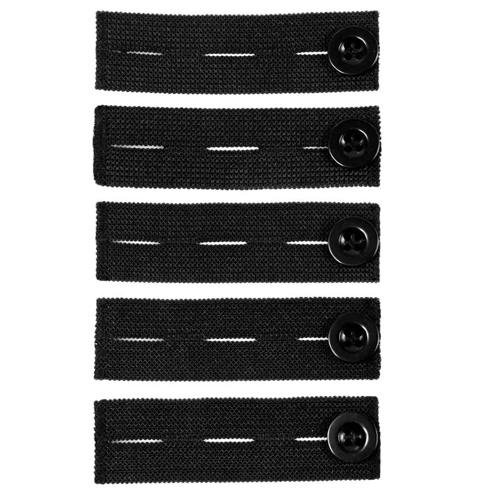Elastic  Extenders for Pants and Shorts - Black (Set of 5)