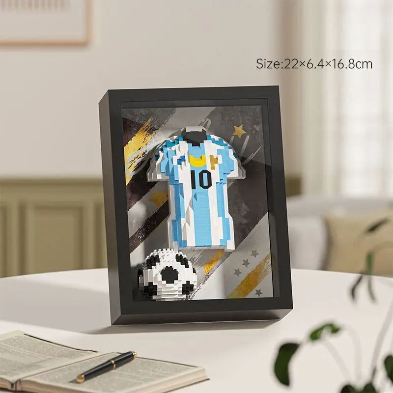 Trendy Football Theme Decorative Photo Frame, Classic Jersey building blocks Ornament, Elegant Trophy Frame, Home Decor Wall Art, Ideal Gift for Fans, Wall Picture Frames