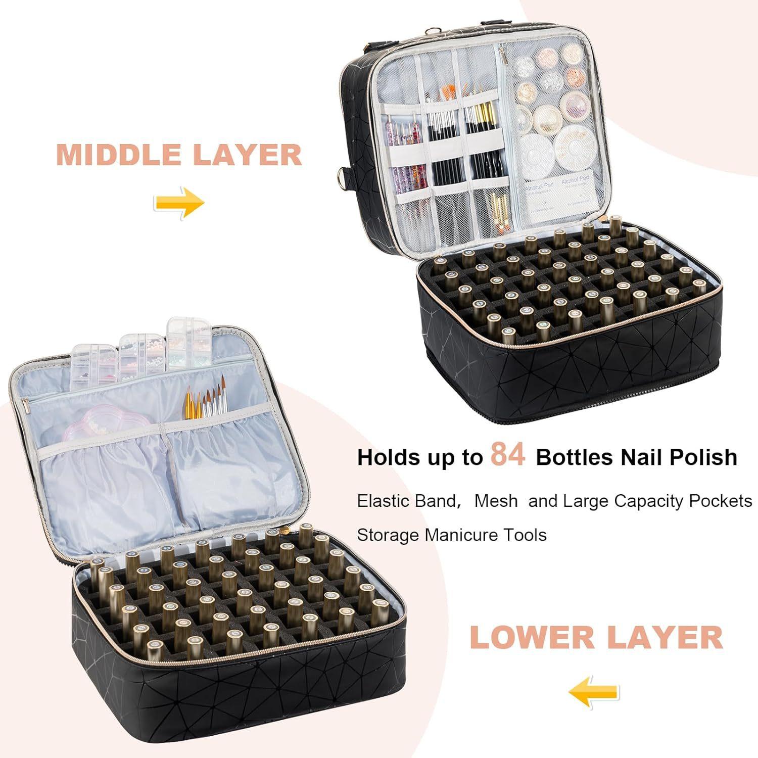 Large Capacity Makeup Bag, 3 Layer Detachable Makeup Case, Nail Polish Storage Bag, Makeup Organizer, Cosmetic Storage Bag, Makeup Tools Organizer