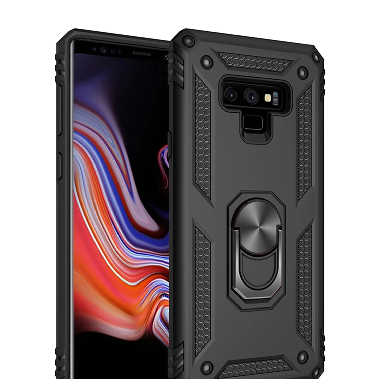 Case for Samsung Galaxy Note 9, Magnetic Metal Ring Stand, Shockproof Anti-Drop, Non-Slip Dual-Layer, Durable Multi-Function, Simple Design for Samsung Galaxy Note 9 Case, Protective Phone Cover