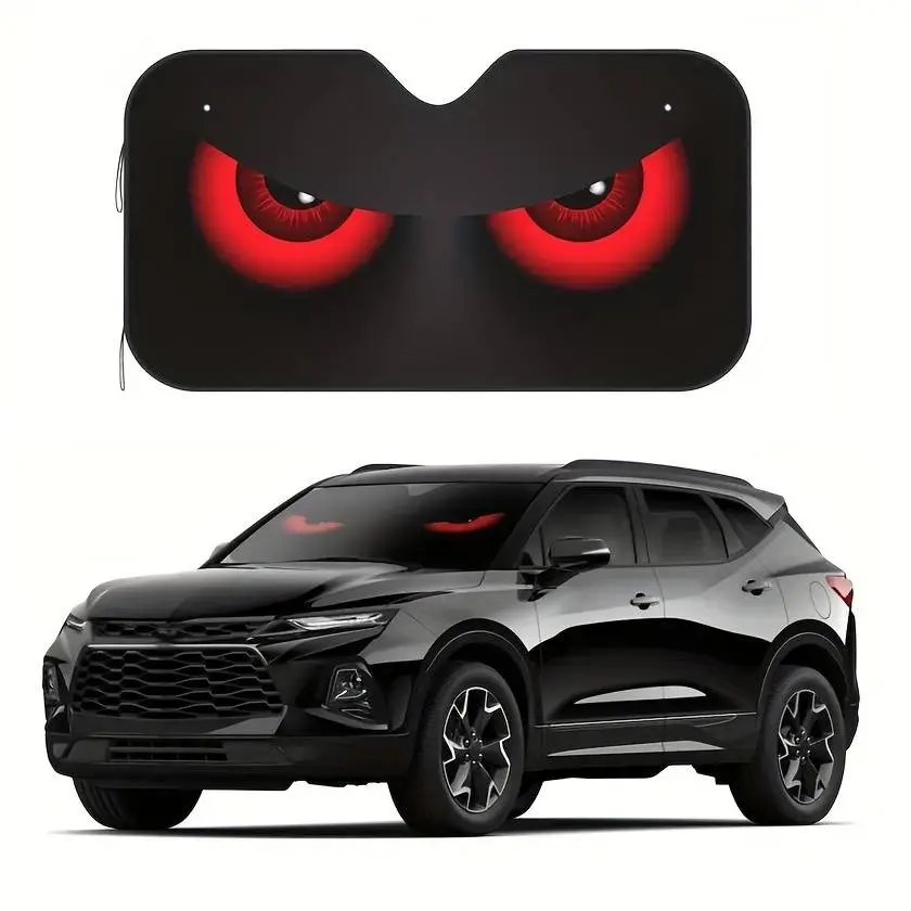 Red Eye Car Sun Shade Sindshield,Car Shield Sun Protector Blocks UV Rays Keeps Interior Cooler Universal Fit for Cars, Trucks & SUVs