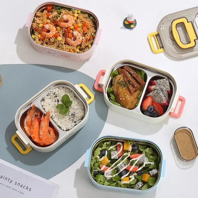 Cartoon Miffy Rabbit Stainless Steel Divided Lunch Box Japanese Kawaii Student Lunch Box Children's Portable Bento Box