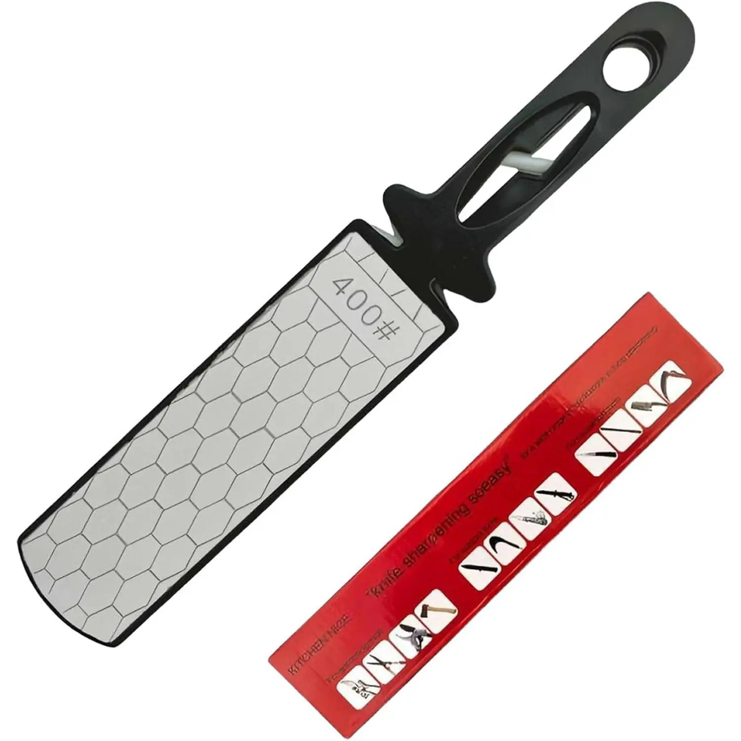 5-in-1 Sided Sharpening Stone, 400/1000 Grit Sharpener with & Tungsten Scissor Slot, Surface Knife Sharpener Whetstone for Blade, Axe, Shears