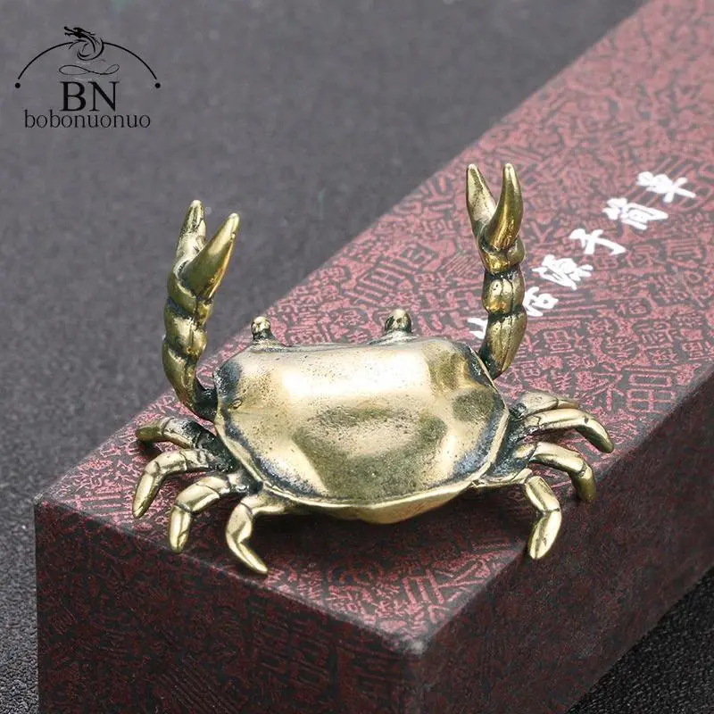Solid Metal Small Crab Figurine - 35g Pure Copper Retro Bronze Finish Sculpture, Lucky Tea Pet, Cute Animal Home Decor, Desktop Statues & Bobbleheads, Home Supplies