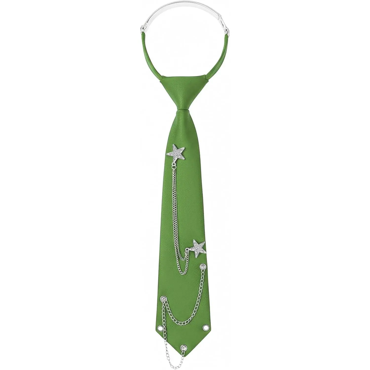 Red Tie for Women, Pre-Tied Womens Tie with Metal Chain Accessories Adjustable  Necktie for Business Wedding