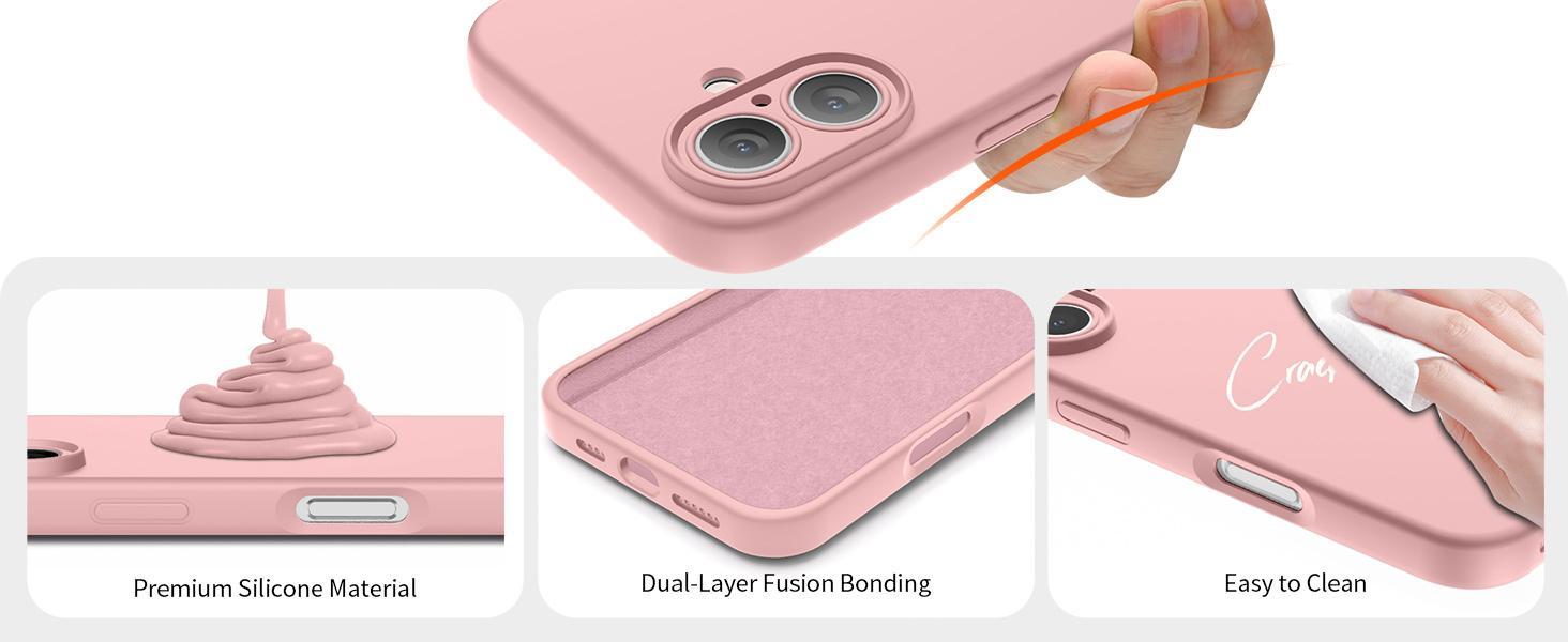 Designed for iPhone 16 Plus Case,Premium Liquid Silicone with [Soft Anti-Scratch Microfiber Lining][Upgraded Camera Protection] Slim Shockproof Phone Case for Men Women Girls,Rose Pink