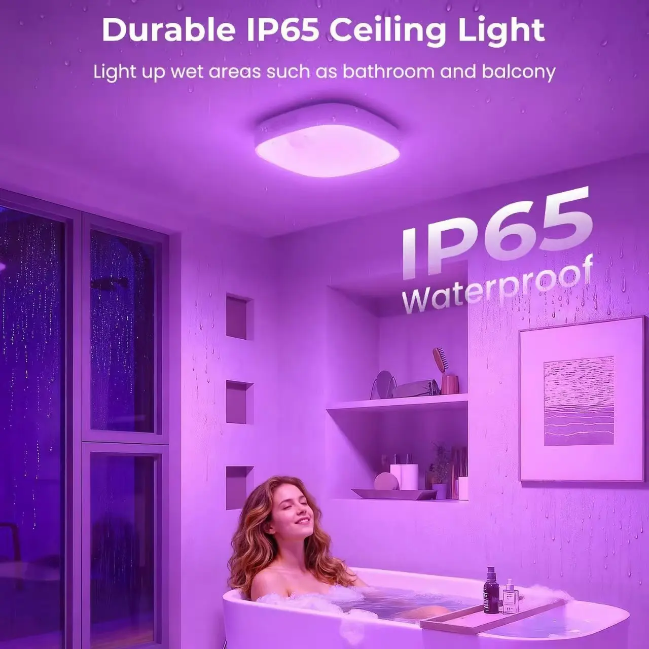 IP65 Waterproof Ceiling Light, Rechargeable Ceiling Light, 10,000mAh High-Capacity Battery, with Motion Sensor Mode, RGB Dimmable Wireless Ceiling Light For Bathrooms, Balconies, Hallways, Bedrooms, and Living Rooms, Includes Remote Control, Dimmable Lamp