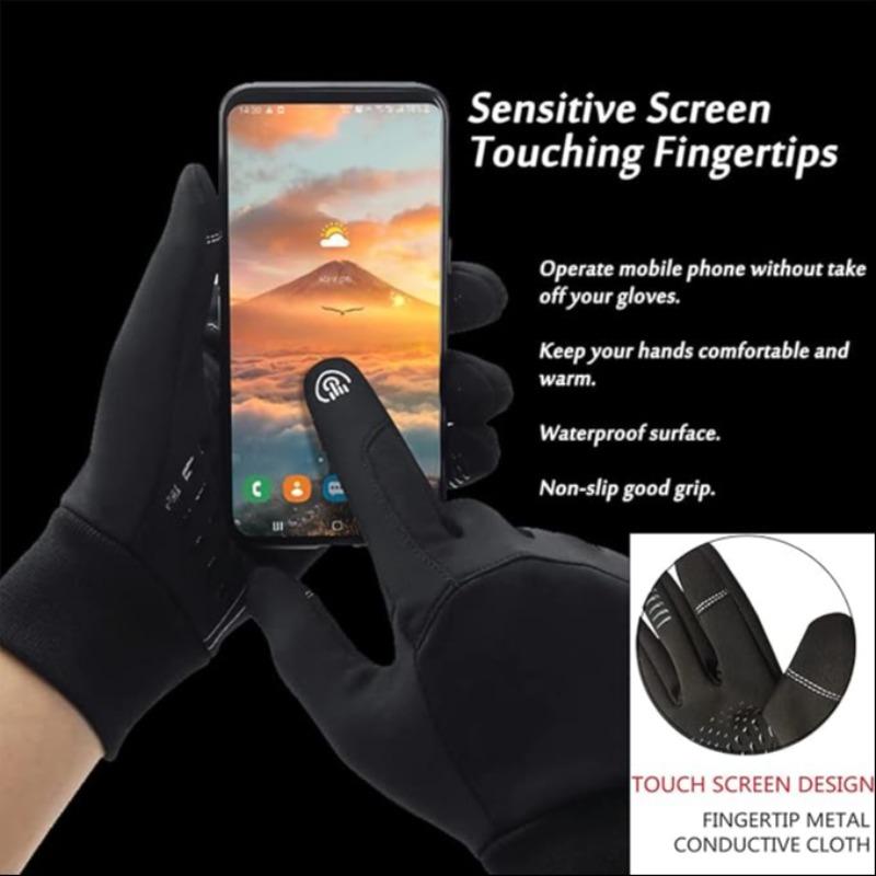 Winter Thermal Gloves, Water-resistant Design Thin Fleece Lined Warm Touchscreen Windproof Compatible Outdoor Sports Essentials, Warm Winter Gloves - For Outdoor Cycling, Driving, Running, Hiking, Great Valentine’s Day Gift - Nice Holiday Present