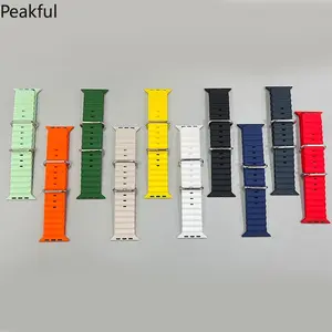 Universal iWatch wrist straps| Durable washable ocean silicone band for Apple Watch 8/9/10 & Ultra, anti-UV fade resistant build, thoughtful birthday gifts for camping trips, island vacations and weekend hangout activities