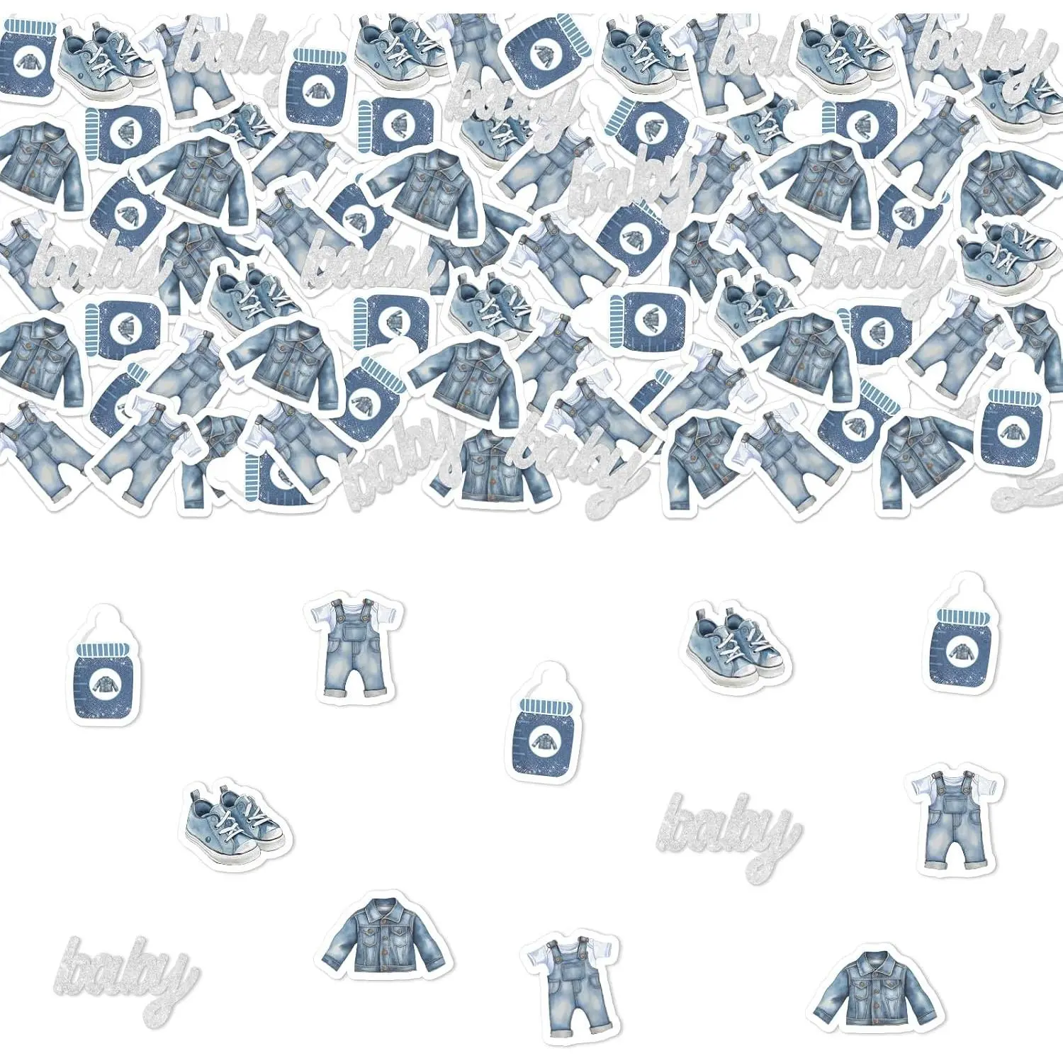 Blue Jean Denim Confetti Set - 200-Count Party Decorations Kit for Shower, Welcome Event & Denim Clothes Themed Table, Festive Home Supplies Gifts