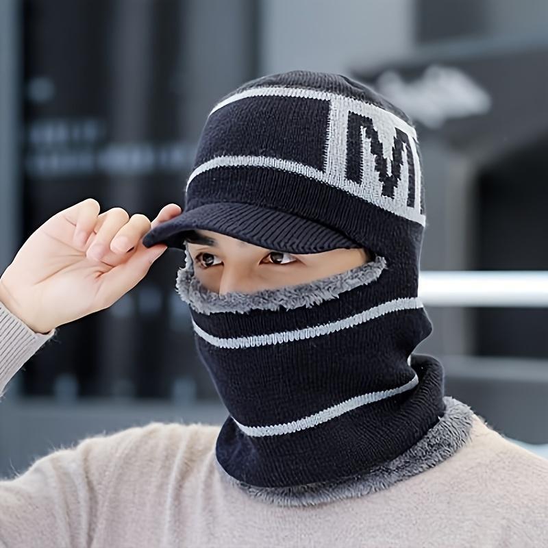 Men's Winter Thermal Hat and Neck Warmer for Skiing, Snowboarding, Hiking, Extreme Cold Protection, Non-Stretchy Knit, Hand Washable