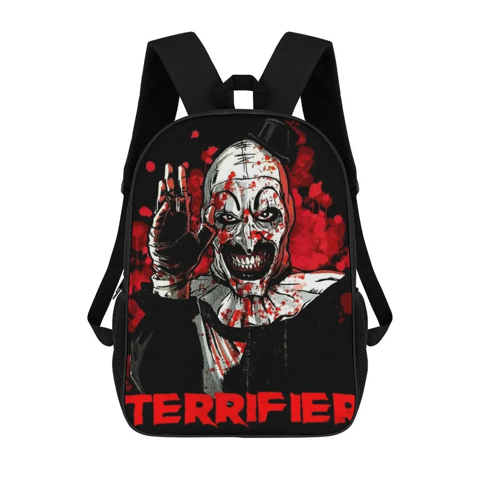 Men's Terrifier Front Print Oxford Cloth Soft Shell Regular Backpack - High-Density, Lightweight, Fashionable, Breathable Shoulder Straps - Large Capacity School Bag for Back to School Hauls, Campus Life