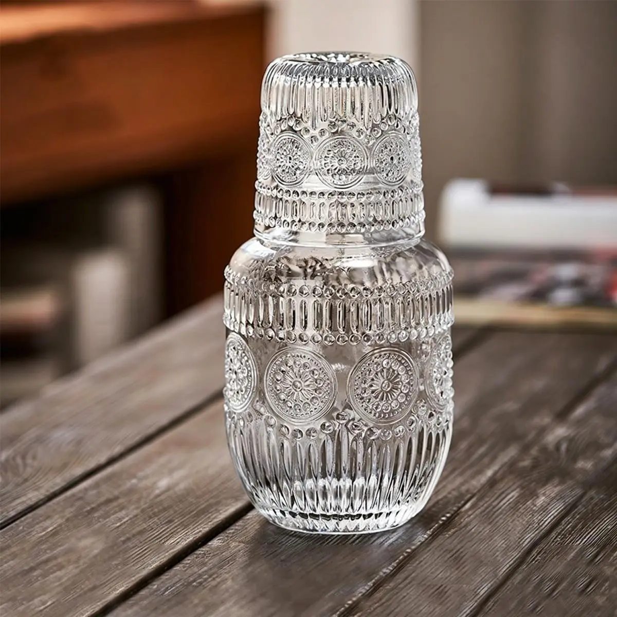 Elegant Glass Bedside Water Jug Set with Lid, Ideal for Bedroom, Office, Bathroom, Perfect Gift, Suitable for Travel Use