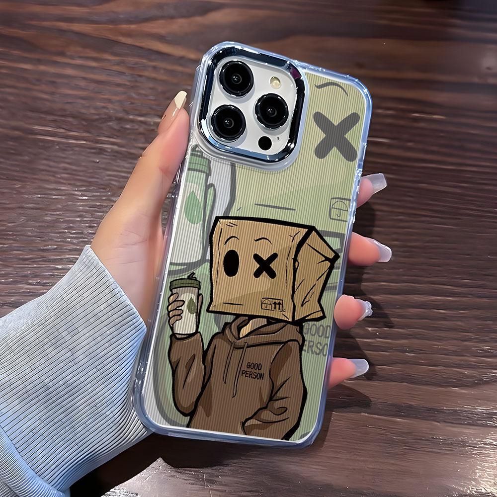 Phone case suitable for Apple iPhone 17 Air 16 15 14 13 12 Pro Max Plus with cartoon characters with square heads