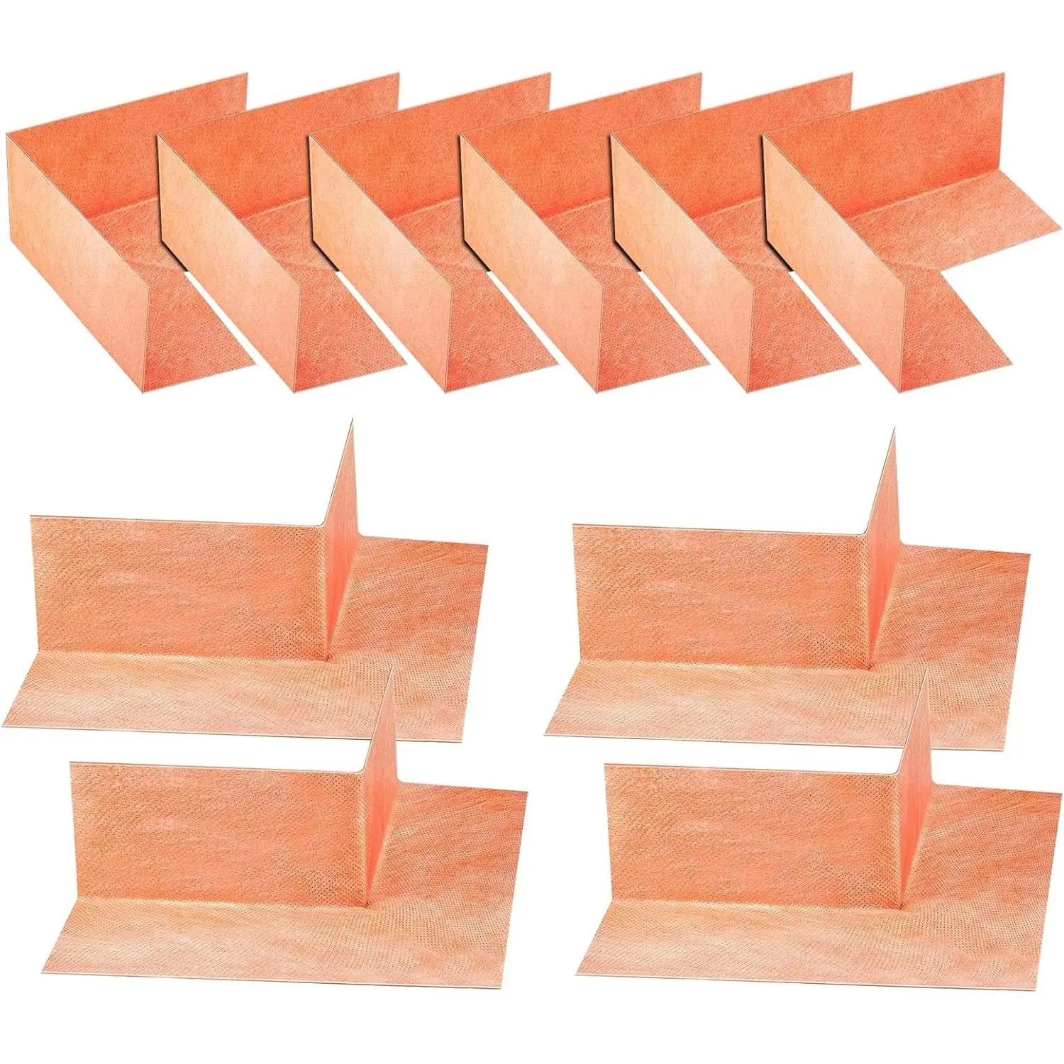 10 Pcs Waterproof Seal Kit, 6 Inside Waterproof Membranes & 4 Outside Waterproof Corner Polyethylene Seamless Membranes for Shower Bathroom Bathtub Walls and Surrounds (Brown)