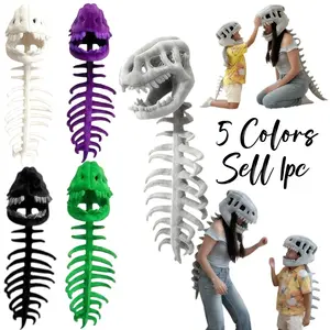 Parent-Child Dinosaur Skeleton Costume – 5 Colors Matching Apparel, 3D Spinosaurus Skull Mask, Party Costumes, Birthday Gifts