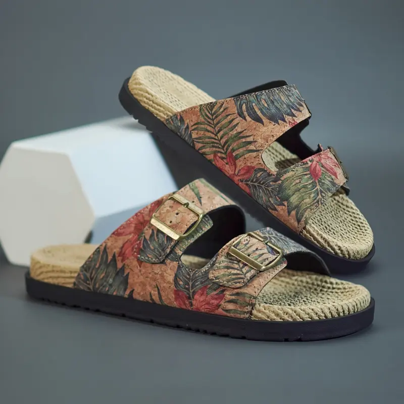 Unisex Tropical Floral Print Slide Sandals, Adjustable Slip-On Walking Shoes with Cushioned EVA Sole, Lightweight & Waterproof for Beach, Footwear, Casual Wear, Beach Hiking, Breathable, Lightweight Pu, Open Toe