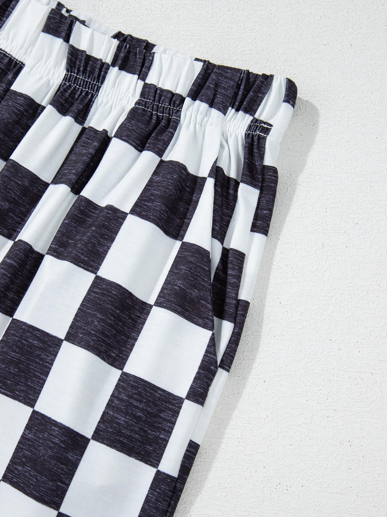 Women's Plaid Print Wide Leg Pants, Casual Comfy Trousers for Daily Wear, Ladies Bottoms for All Seasons