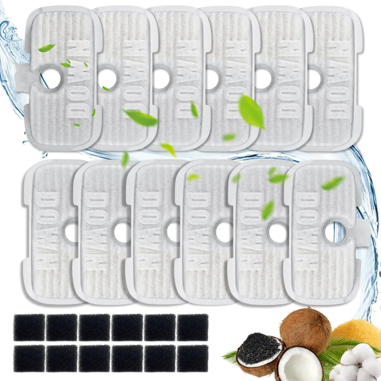 24 Packs for Petlibro Dockstream  Water Fountain Filters  | Compatible with PETLIBRO®Dockstream PLWF005 PLWF115 PLWF105 (12  Water Filters + 12 Pre-Filter Sponges)
