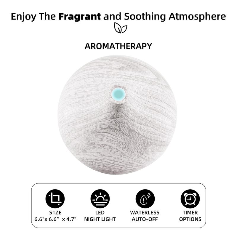 Wood Grain Essential Oil Diffuser  550ml, Remote Control, Ultrasonic & Whisper Quiet  with 6 Premium Oils