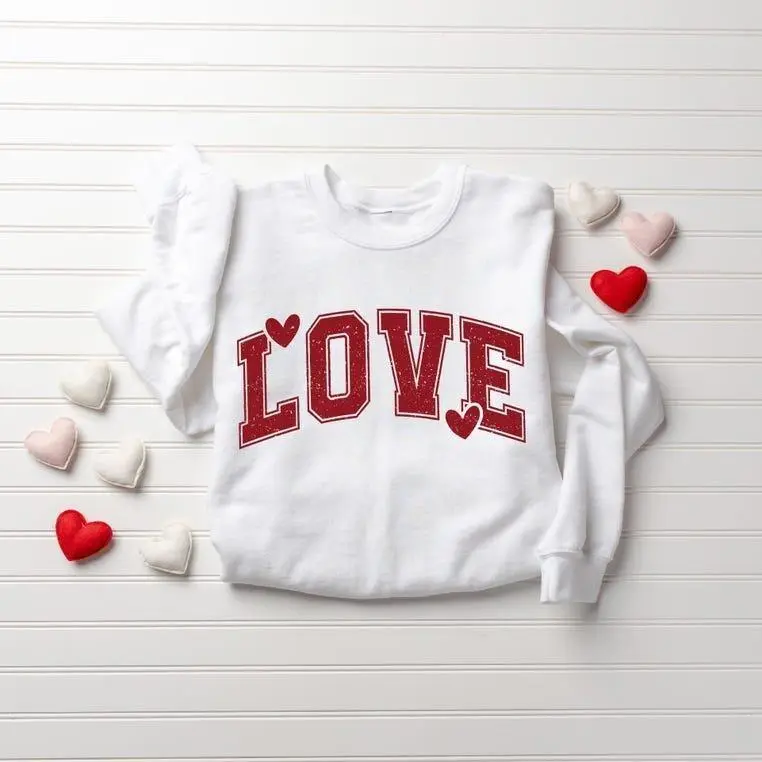 Retro Love Valentines Heart Sweatshirt, Teacher Valentines Sweater, Women’s Valentine Graphic Shirt, Cute Vintage Love Crewneck Gift