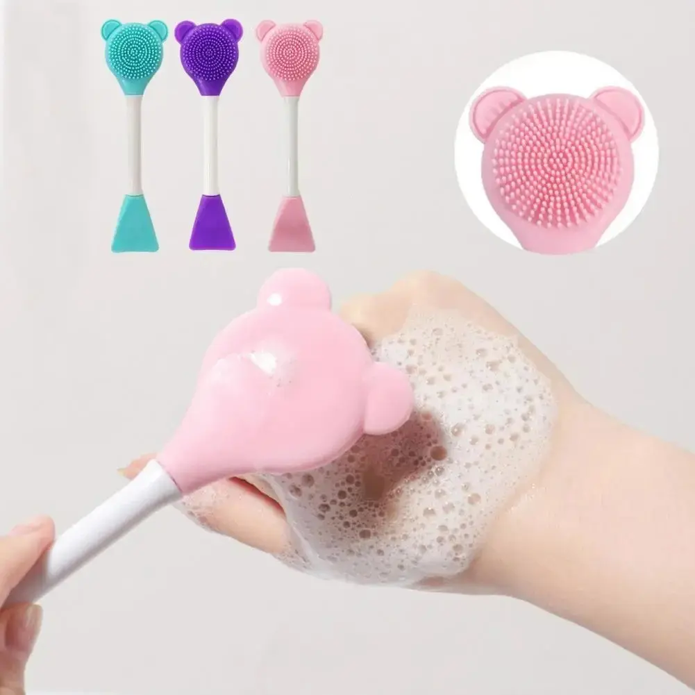 Silicone Dual-Head Face Mask Brush, Exfoliating Blackhead Removal Cleansing Brush, Mud Mask Facial Brush Skincare Tool